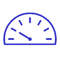 Icono de velocímetro azul simbolizando la rapidez en envíos internacionales y logística Ágilex
