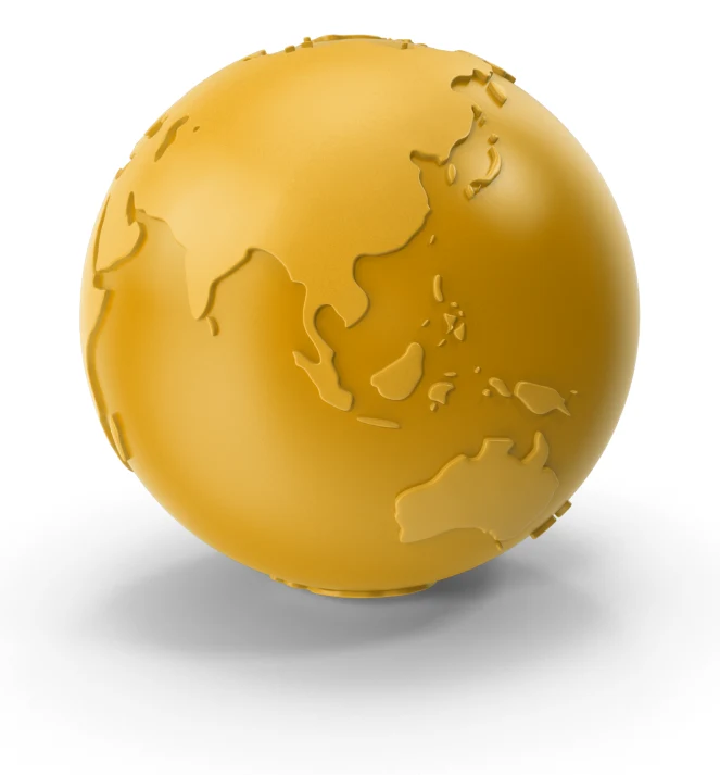 Globo terráqueo dorado que representa la conexión de Ágilex con mercados de todo el mundo.