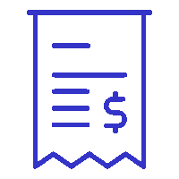 Icono de recibo o factura con símbolo de dólar para servicios de recaudo internacional de Ágilex