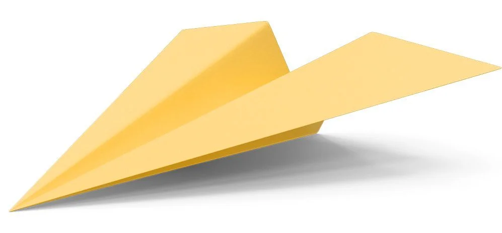 Avión de papel amarillo que simboliza la agilidad en los envíos internacionales de Ágilex.