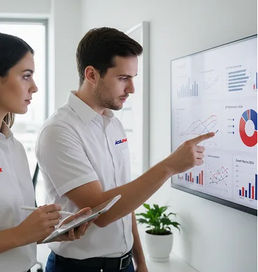 Equipo de profesionales de Ágilex analizando métricas de logística internacional y e-commerce