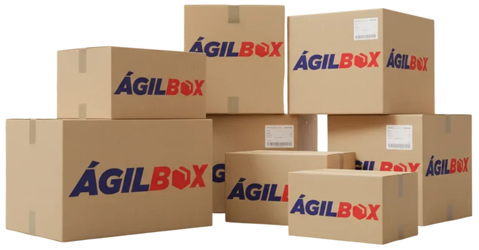 Cajas de cartón de Ágilbox para envíos y casillero internacional desde Colombia.