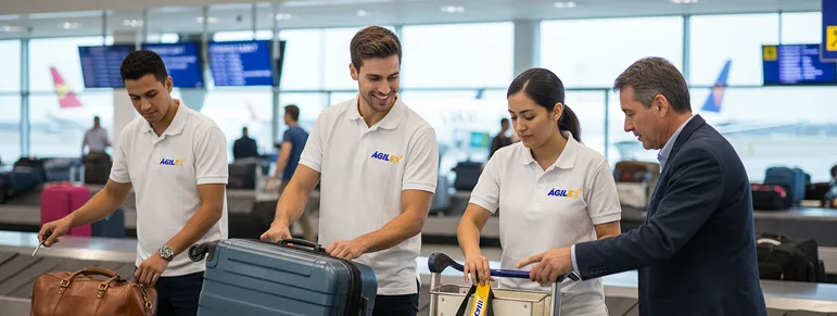 Equipo de Ágilex brindando asesoría logística personalizada en un aeropuerto